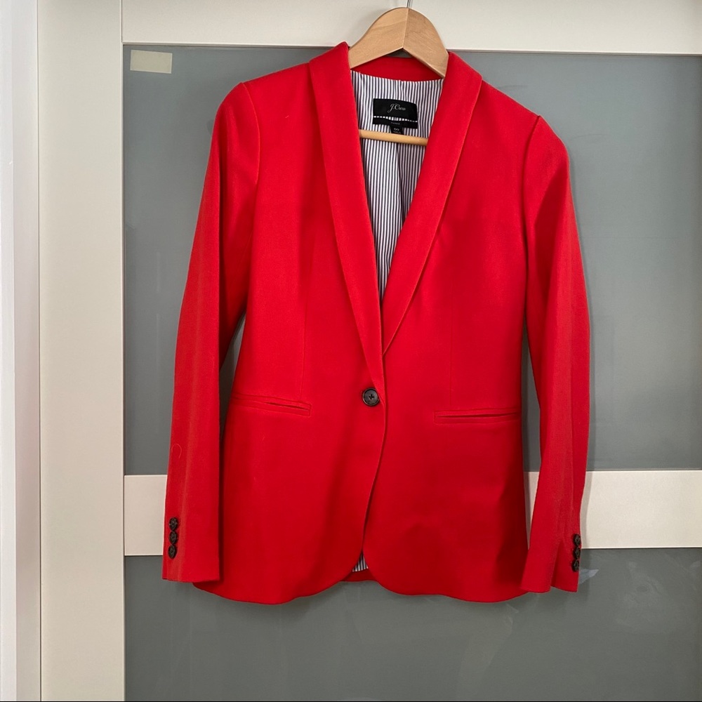 J Crew Red Wool Work Blazer Jacket Sz 00